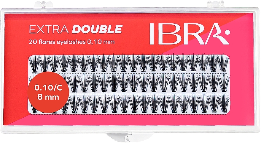 Ibra Extra Double 20 Flares Eyelash C 8 mm	 - وصلات الرموش الصناعية، C 0.1، مم 8