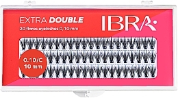 عناقيد لاصقة، C  مم 0.1، 10 مم Ibra Extra Double 20 Flares Eyelash C 10 mm	