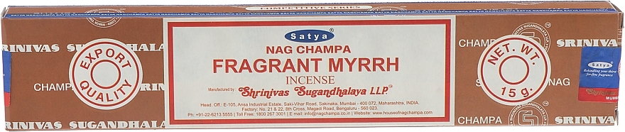 Viiruk "Lõhnav mürr" - Satya Fragrant Myrrh Incense