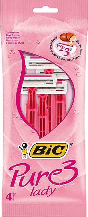 Женский станок "Pure 3 Lady", розовый, 4шт - Bic