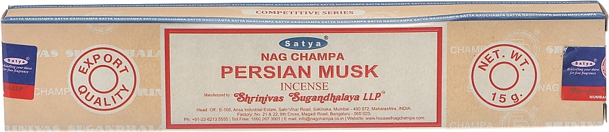 Viiruk "Pärsia muskus" - Satya Persian Musk Incense