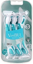 Одноразовые бритвенные станки для чувствительной кожи, 6шт, голубые Gillette Venus Sensitive