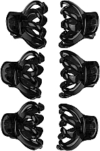 Small Plastic Hair Clip, 3 cm, 6 pcs, black Titania