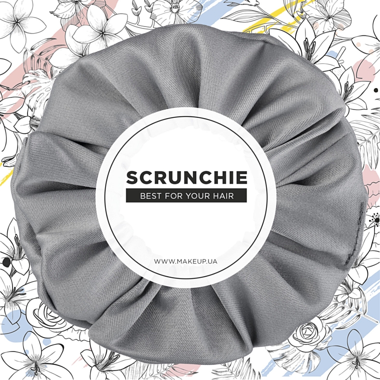 Satin Classic Scrunchie, Grey - MakeUp