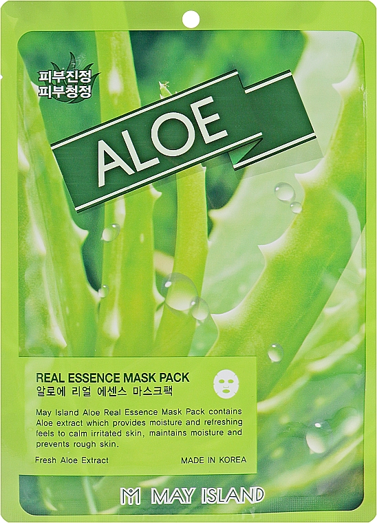 Sheet Face Mask with Aloe Extract - May Island Real Essence Mask Pack Aloe