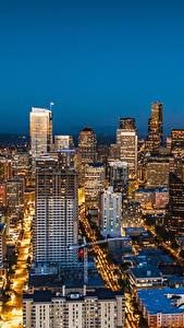 Hintergrundbilder Wolkenkratzer Haus Vereinigte Staaten Seattle Megalopolis Nacht