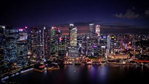 Papel de Parede Desktop Edifício Arranha-céus Singapura Noite