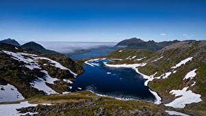 Bilder Norwegen Lofoten Berg See Natur