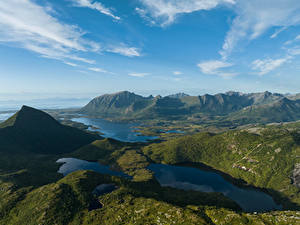 Bilder Norwegen Lofoten Gebirge See Fjord Natur