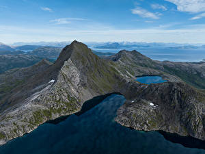 Hintergrundbilder Norwegen Berg See Von oben Natur