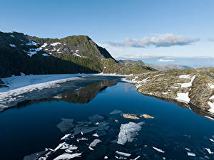 Bilder Norwegen Berg See Lofoten Trevatnan Natur