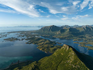 Hintergrundbilder Norwegen Berg Lofoten Fjord Natur