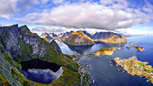 Desktop hintergrundbilder Norwegen Gebirge Lofoten Landschaftsfotografie Wolke Natur