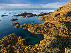 Hintergrundbilder Norwegen Gebirge Bucht Von oben Nordlandsvika Natur