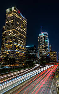 Wallpaper USA Building Skyscrapers Roads Los Angeles Night Riding