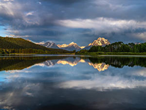 Картинка Америка Парк Гора Реки Отражается Grand Teton National Park