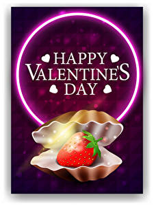 Wallpapers Vector Graphics Valentine's Day Shells Strawberry Word - Lettering English Heart