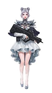 Bureaubladachtergronden Aanvalsgeweer Witte achtergrond Rok (kleding) Benen Da Hye Lee, Lolita Gunslinger Fantasy Jonge_vrouwen