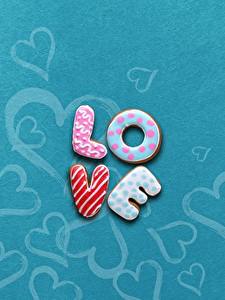 Pictures Love Cookies Icing sugar English Text