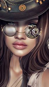 Bureaubladachtergronden Steampunk Engel Bril 3D_graphics Jonge_vrouwen