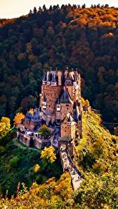 デスクトップの壁紙、、森林、秋、山、城、ドイツ、Burg Eltz、自然