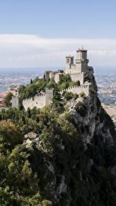 デスクトップの壁紙、、山、城、岩石、Castle Of San Marino, Republic Of San Marino、