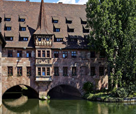 桌面壁纸，，德国，房屋，河流，纽伦堡，River Pegnitz，城市