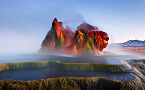 Bilder USA Gebirge Felsen Nevada Bing fly geyser Natur