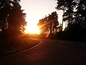 Images Belarus Roads Sunrises and sunsets Nature