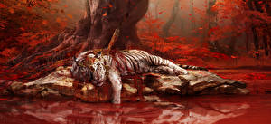 Hintergrundbilder Far Cry 4 Tiger Blut computerspiel Fantasy Tiere