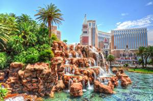 Bilder Wolkenkratzer Stein Nevada Las Vegas Palmen HDR