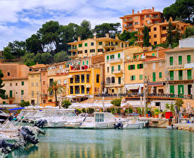 Hintergrundbilder Spanien Gebäude Schiffsanleger Jacht Mallorca Puerto Soller