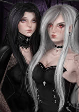 Hintergrundbilder Hexe Dämonen Gothic Fantasy 2 Blond Mädchen Brünette Fantasy Mädchens