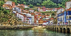 Fotos Küste Gebäude Spanien Kleine Bucht Asturias, Cudillero, Bay of Biscay Städte