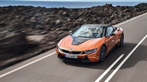 Sfondi desktop BMW Arancione Velocità Roadster i8 2018 macchine