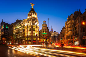 Fotos Spanien Madrid Haus Wege Abend Stadtstraße Fährt