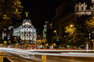 Bilder Spanien Madrid Gebäude Wege Nacht Straßenlaterne