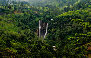 Papel de Parede Desktop Sri Lanka Cachoeira Penhasco Puna falls Naturaleza