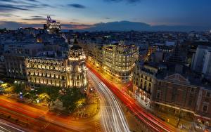 Bilder Spanien Abend Haus Madrid Stadtstraße Von oben