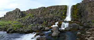 Papel de Parede Desktop Pedras Islândia Parques Musgos Rocha Córregos Thingvellir national Park Naturaleza