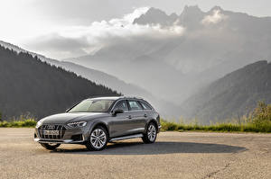 桌面壁纸，，奥迪，灰色，金屬漆，旅行車，2019 A4 allroad quattro，汽车