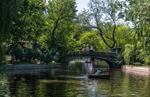 Papel de Parede Desktop Ponte Lagoa Barcos Parque Romênia Budapeste Naturaleza