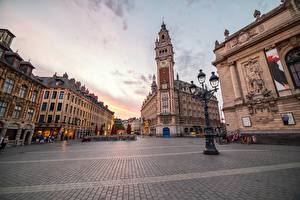 桌面壁纸，，房屋，法国，街燈，街道，人行道，Lille，城市