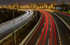 Bilder Straße Spanien Madrid Nacht Fahren Straßenlaterne M-40 Highway