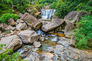 Papel de Parede Desktop Sri Lanka Rio Pedra Córregos Nuwara Eliya Naturaleza