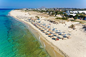 Papel de Parede Desktop Grécia Costa Edifício Mar Areia Praias Naxos City