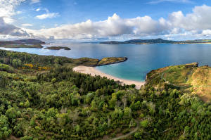 Bilder Irland Küste Meer Bäume Wolke Kleine Bucht Donegal, Sheephaven Bay Natur