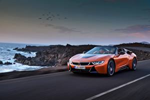 Sfondi desktop BMW Arancione Roadster Velocità 2018 i8 macchina