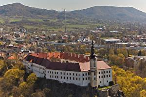 桌面壁纸，，捷克，秋季，城堡，要塞，從上面，Castle Decin, Decin，