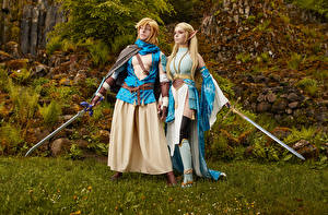 Bureaubladachtergronden Mikhail Davydov photographer The Legend of Zelda Cosplay Zwaard Link and Zelda Jonge_vrouwen Fantasy